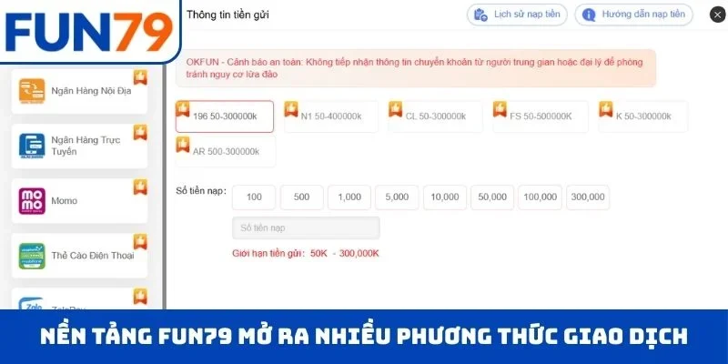 Nền tảng FUN79 mở ra nhiều phương thức giao dịch